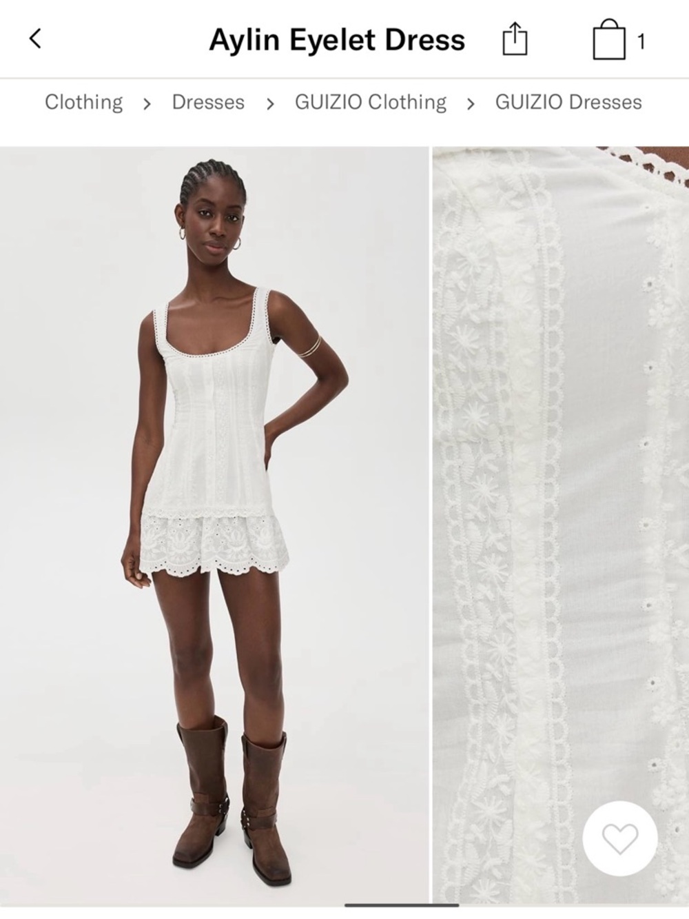 Guizio Aylin Eyelet Mini Dress - White Eyelet